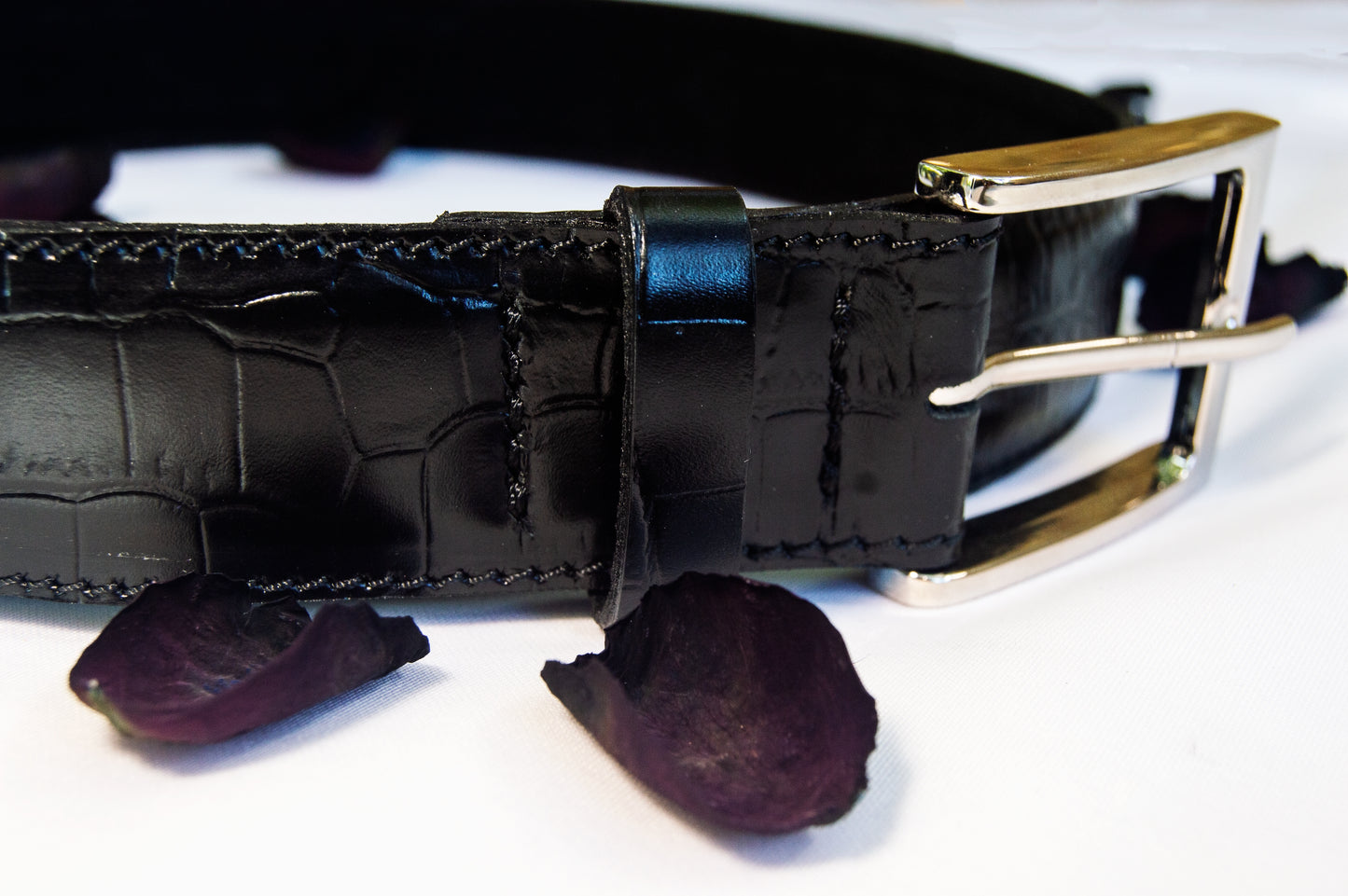 Embossed Crocodile Leather Belt