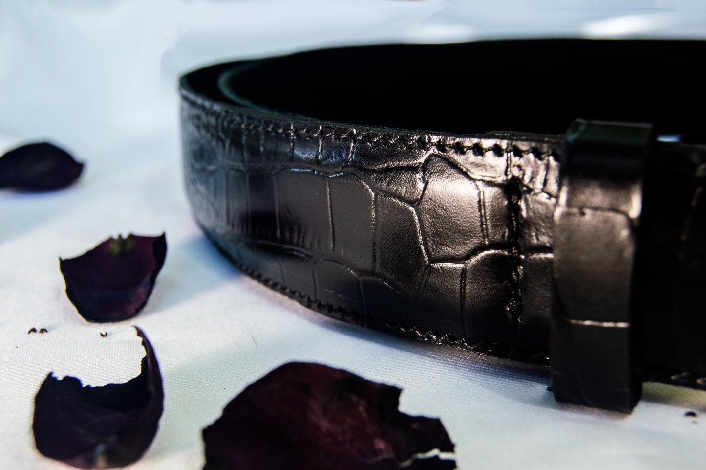 Embossed Crocodile Leather Belt