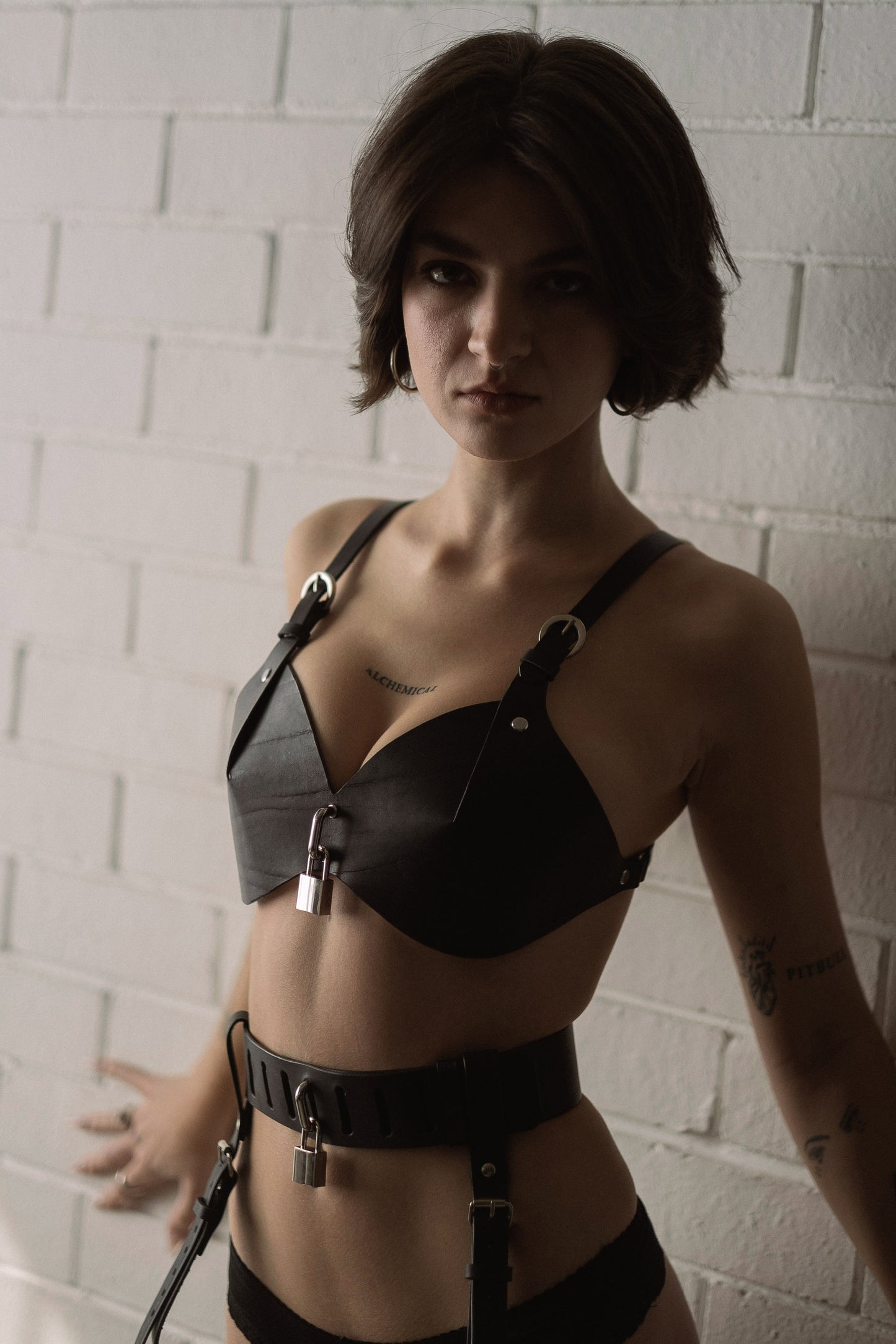 Aure Lock leather Bralette