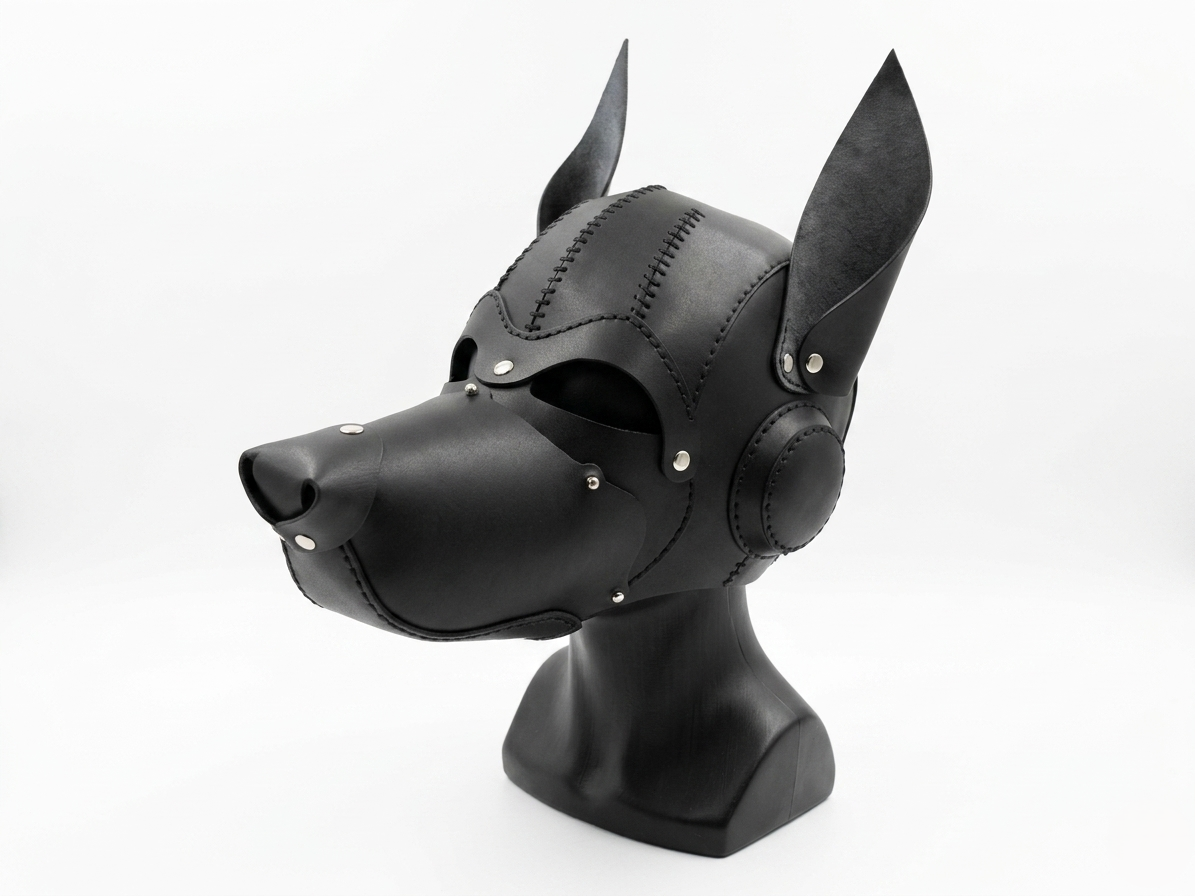 Leather kink bdsm Pup Hood 