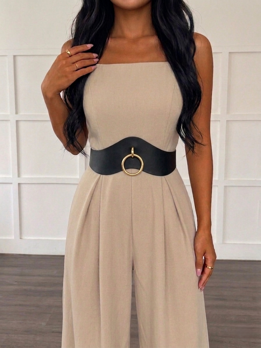 woman's luxury leather curved belt with gold hardware